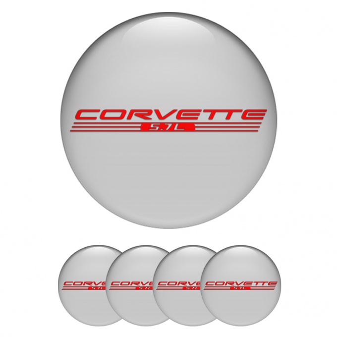 Chevrolet Corvette Emblem for Center Wheel Caps Grey Red 5.7l Logo
