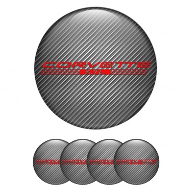 Chevrolet Corvette Center Wheel Caps Stickers Carbon Red 5.7l Logo