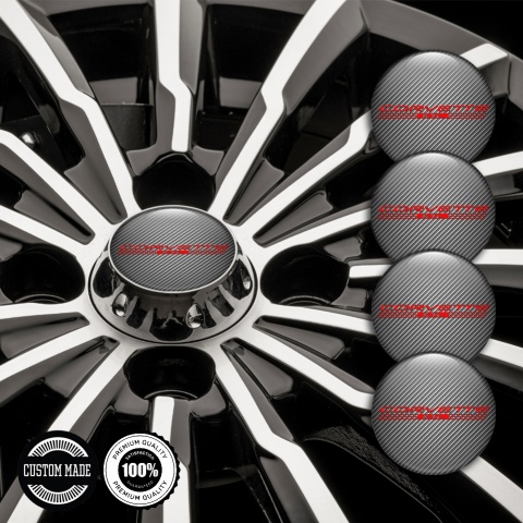 Chevrolet Corvette Center Wheel Caps Stickers Carbon Red 5.7l Logo