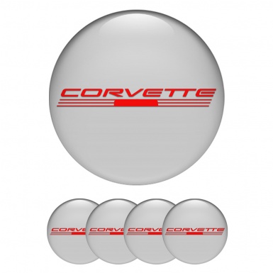Chevrolet Corvette Emblem for Wheel Center Caps Grey Red Logo