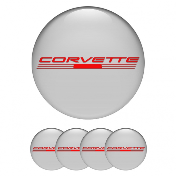 Chevrolet Corvette Emblem for Wheel Center Caps Grey Red Logo