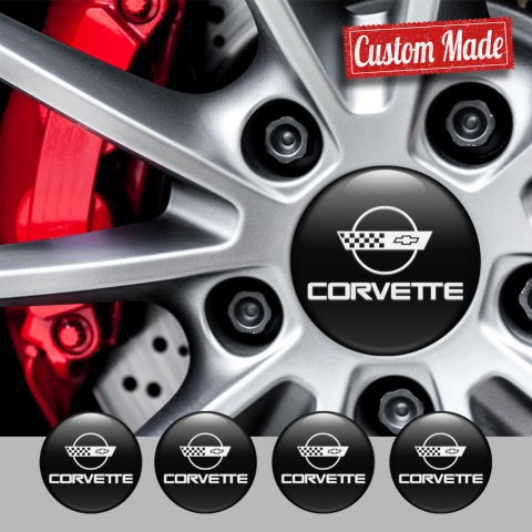 Chevrolet Corvette Wheel Emblem for Center Caps Black White C4 Logo