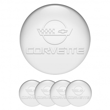 Chevrolet Corvette Stickers for Wheels Center Caps Pearl White C4 Logo