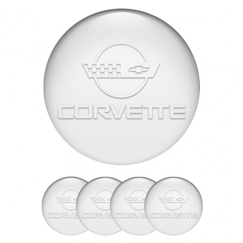 Chevrolet Corvette Stickers for Wheels Center Caps Pearl White C4 Logo