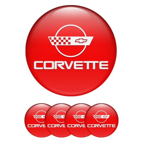 Chevrolet Corvette Emblem for Wheel Center Caps Red White C4 Logo