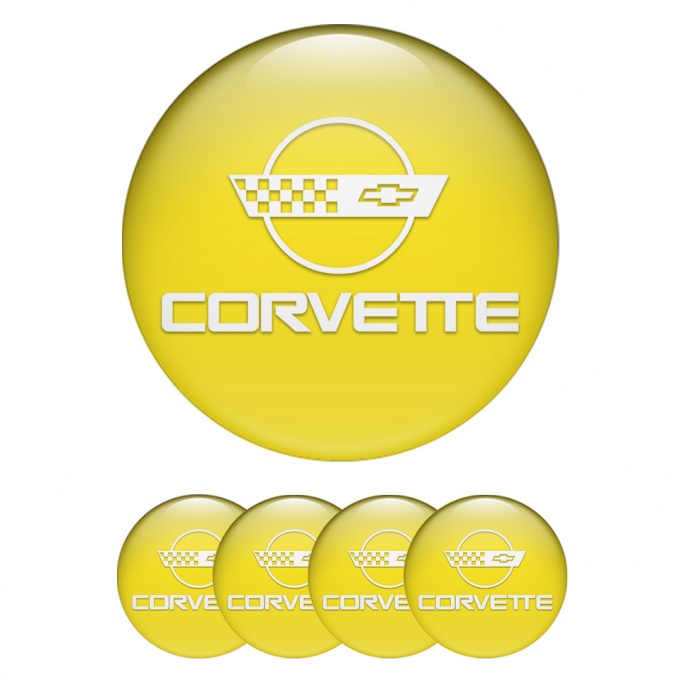 Chevrolet Corvette Emblem for Center Wheel Caps Yellow White C4 Logo