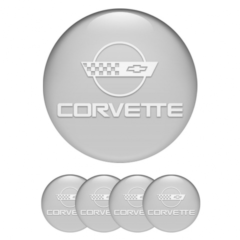 Chevrolet Corvette Center Wheel Caps Stickers Grey White C4 Logo