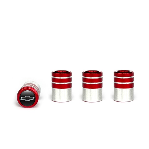 Chevrolet Tyre Valve Caps Red 4 pcs Black Silicone Sticker