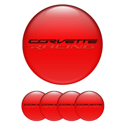 Chevrolet Corvette Domed Stickers for Wheel Center Caps Red Racing Edition