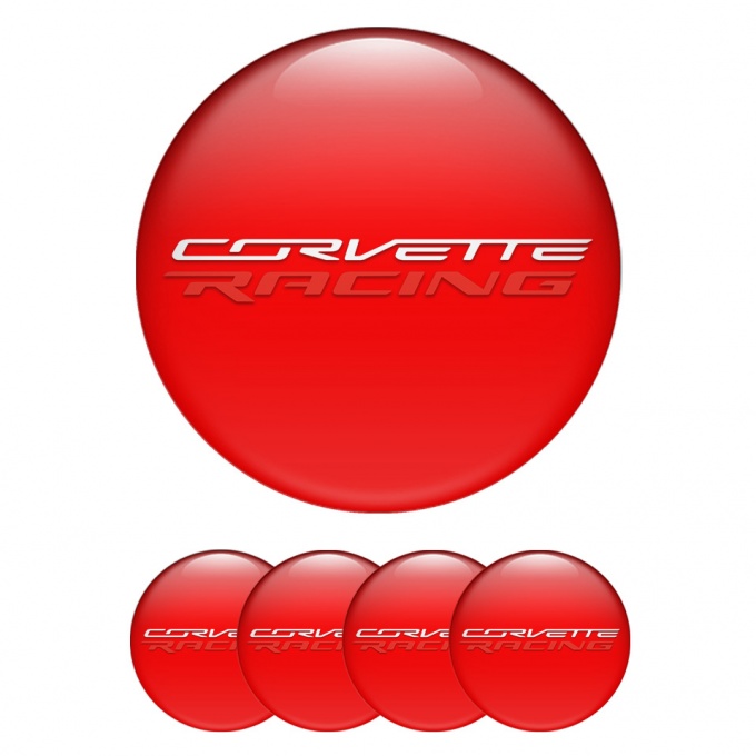 Chevrolet Corvette Wheel Stickers for Center Caps Red Racing Logo