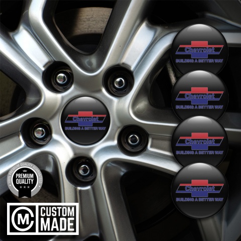 Chevrolet Silicone Stickers for Center Wheel Caps Black Blue Slogan