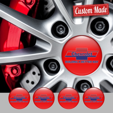 Chevrolet Wheel Emblem for Center Caps Red Blue Slogan