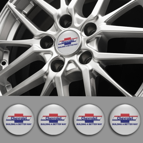 Chevrolet Emblem for Wheel Center Caps Grey Blue Slogan