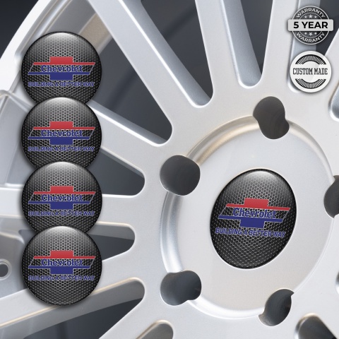 Chevrolet Center Wheel Caps Stickers Dark Mesh Blue Slogan
