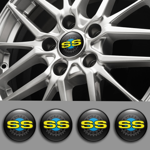 Chevrolet Camaro Wheel Stickers for Center Caps Black SS Edition