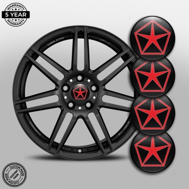 Chrysler Wheel Emblem for Center Caps Black Classic Red Logo