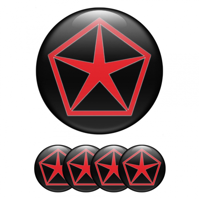 Chrysler Wheel Emblem for Center Caps Black Classic Red Logo