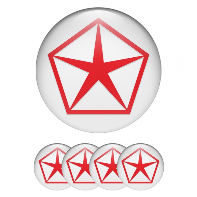 Chrysler Stickers for Wheels Center Caps White Classic Red Logo