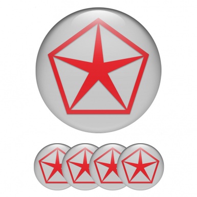 Chrysler Center Wheel Caps Stickers Grey Classic Red Logo