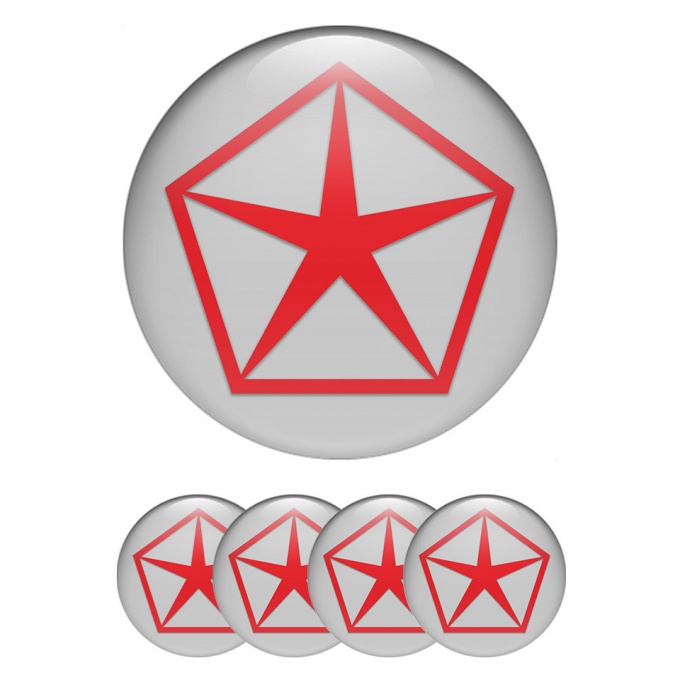 Chrysler Center Wheel Caps Stickers Grey Classic Red Logo