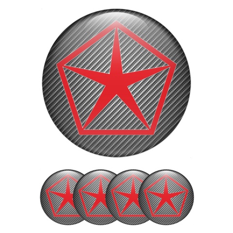 Chrysler Emblems for Center Wheel Caps Carbon Classic Red Logo