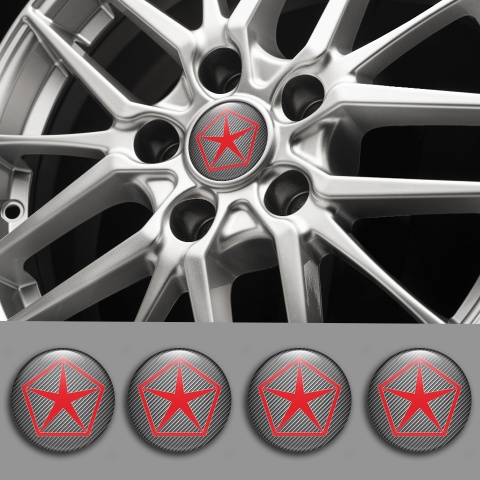 Chrysler Emblems for Center Wheel Caps Carbon Classic Red Logo