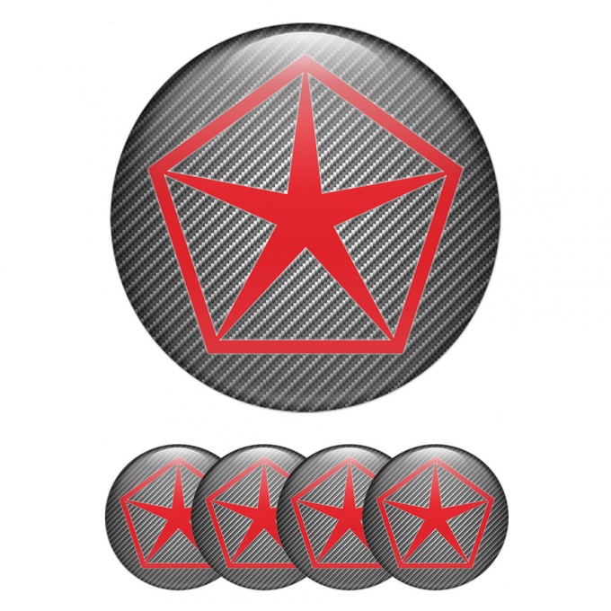 Chrysler Emblems for Center Wheel Caps Carbon Classic Red Logo