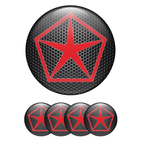 Chrysler Wheel Stickers for Center Caps Dark Mesh Classic Red Logo