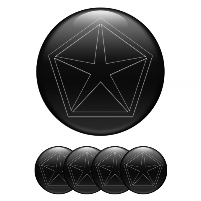 Chrysler Center Caps Wheel Emblem Black Dark Pentastar Logo