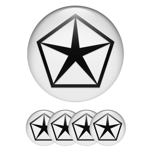 Chrysler Silicone Stickers for Center Wheel Caps White Black  Pentastar Logo