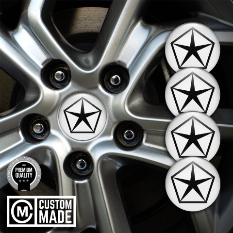 Chrysler Silicone Stickers for Center Wheel Caps White Black  Pentastar Logo