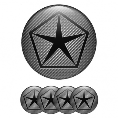 Chrysler Emblem for Wheel Center Caps Carbon Black Pentastar Logo