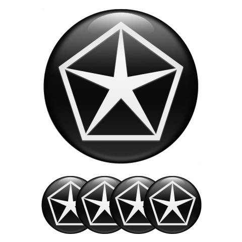 Chrysler Center Wheel Caps Stickers Black Pentastar White Logo