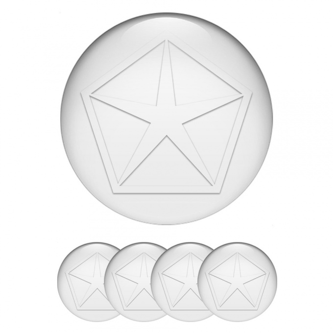 Chrysler Wheel Stickers for Center Caps White Pentastar White Logo