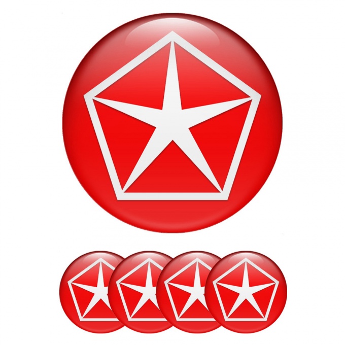 Chrysler Center Caps Wheel Emblem Red Pentastar White Logo