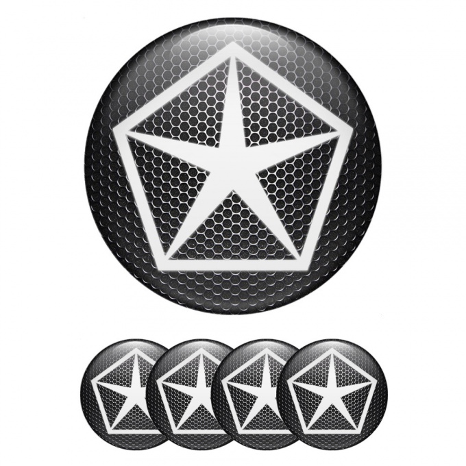 Chrysler Stickers for Wheels Center Caps Dark Mesh Pentastar White Logo
