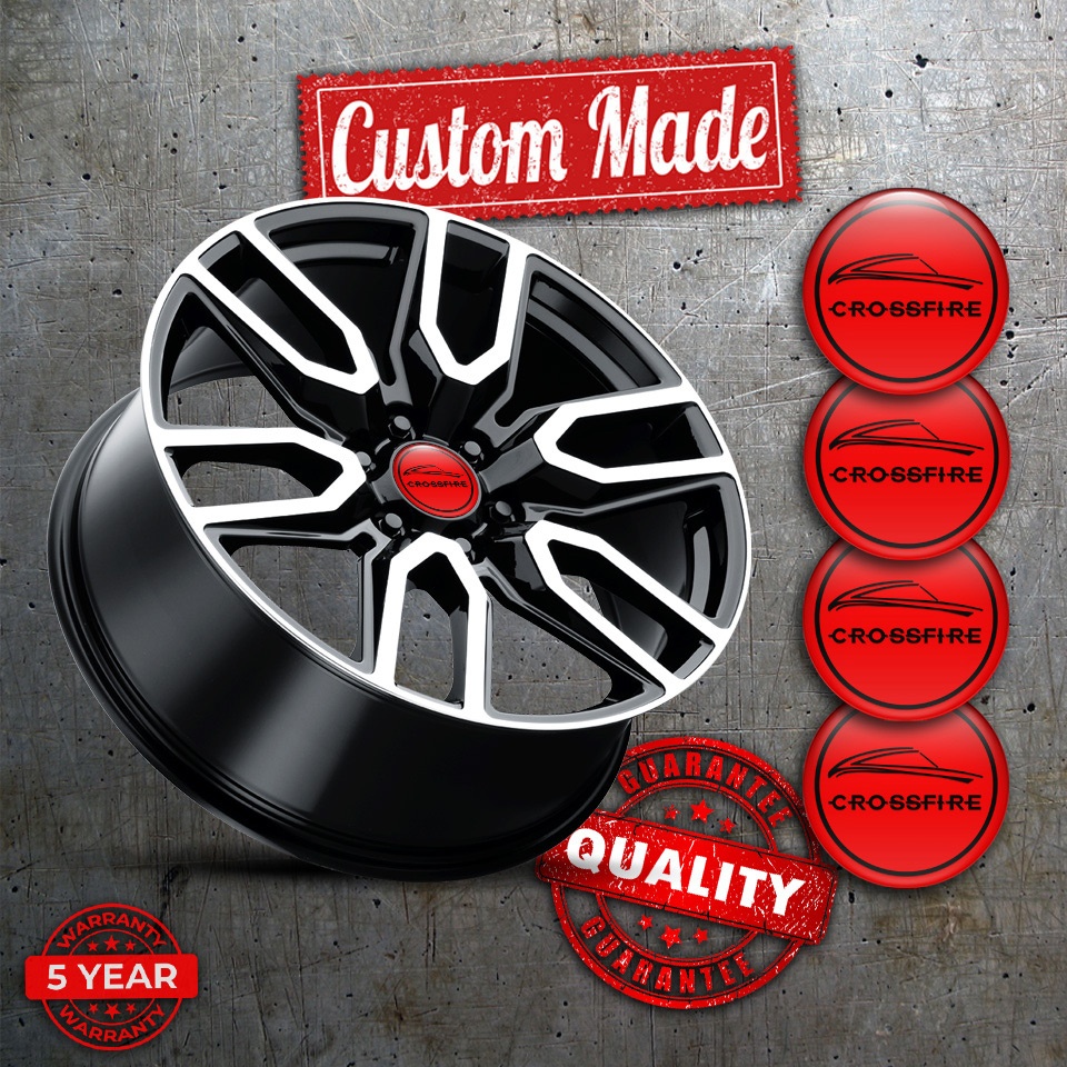 Chrysler Crossfire Stickers for Wheels Center Caps Red Black Ring ...