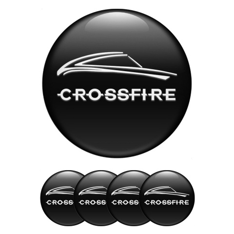 Chrysler Crossfire Silicone Stickers for Center Wheel Caps Black White Motif