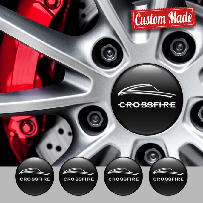 Chrysler Crossfire Silicone Stickers for Center Wheel Caps Black White ...