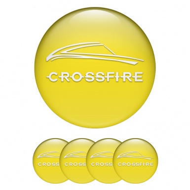 Chrysler Crossfire Stickers for Wheels Center Caps Yellow White Motif