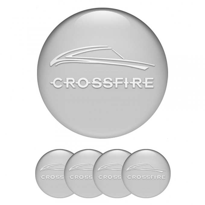 Chrysler Crossfire Emblem for Wheel Center Caps Grey White Motif