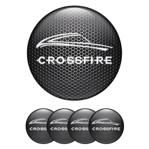 Chrysler Crossfire Center Wheel Caps Stickers Dark Mesh White Motif