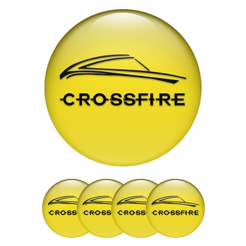 Chrysler Crossfire Domed Stickers for Wheel Center Caps Yellow Black Motif