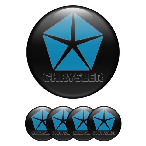 Chrysler Silicone Stickers for Center Wheel Caps Black Blue Pentastar
