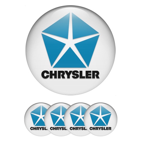 Chrysler Domed Stickers for Wheel Center Caps White Blue Pentastar