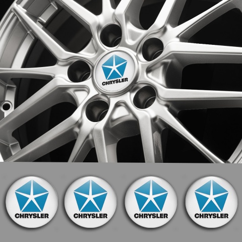 Chrysler Domed Stickers for Wheel Center Caps White Blue Pentastar