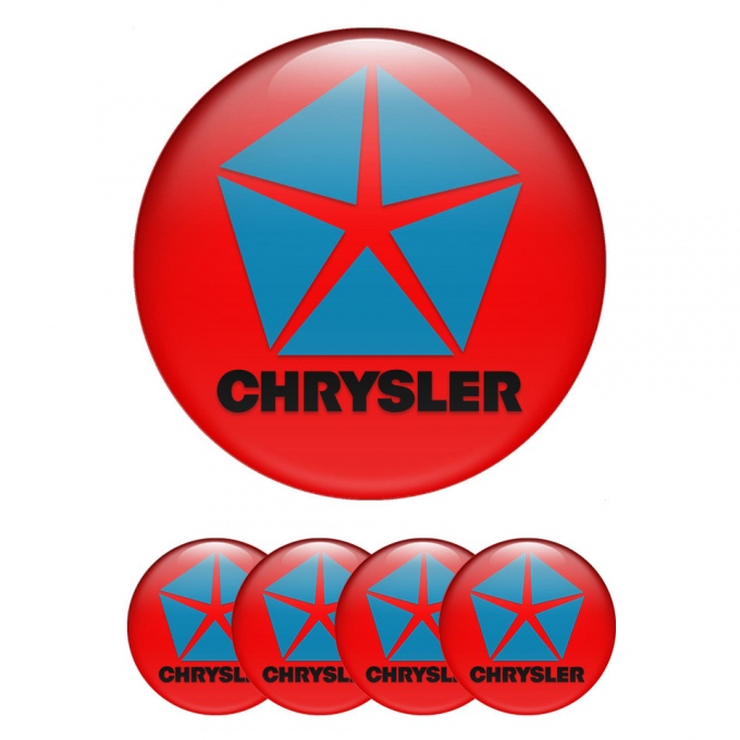 Chrysler Wheel Emblem for Center Caps Red Blue Pentastar