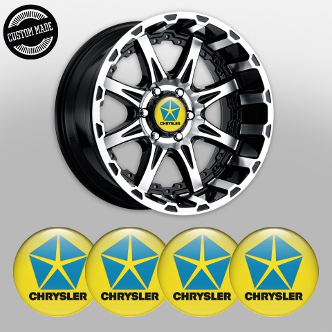 Chrysler Stickers for Wheels Center Caps Yellow Blue Pentastar