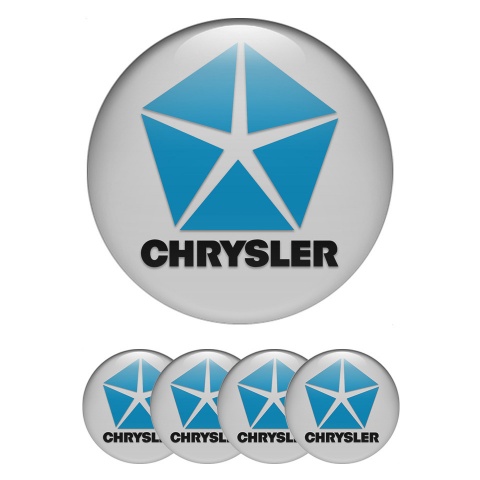 Chrysler Emblem for Wheel Center Caps Grey Blue Pentastar
