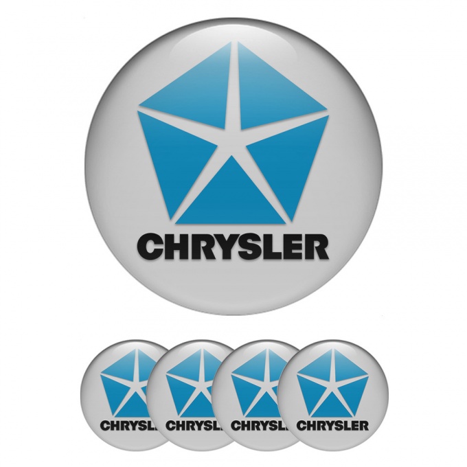 Chrysler Emblem for Wheel Center Caps Grey Blue Pentastar